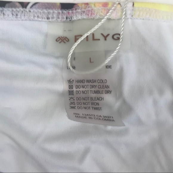PilyQ Floral White Swim Bikini Bottom Size Large - Picture 3 of 4